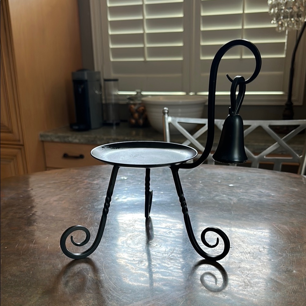 Black Metal Candle Holder with Bell